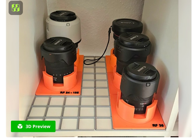 Camera Lens Stand – 3D Printed Lens Organizer Base
